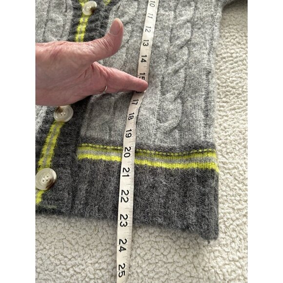 Line + Dot Womens Button Front Striped Trim Cardigan Sweater Gray Green Sz XS - Picture 10 of 10